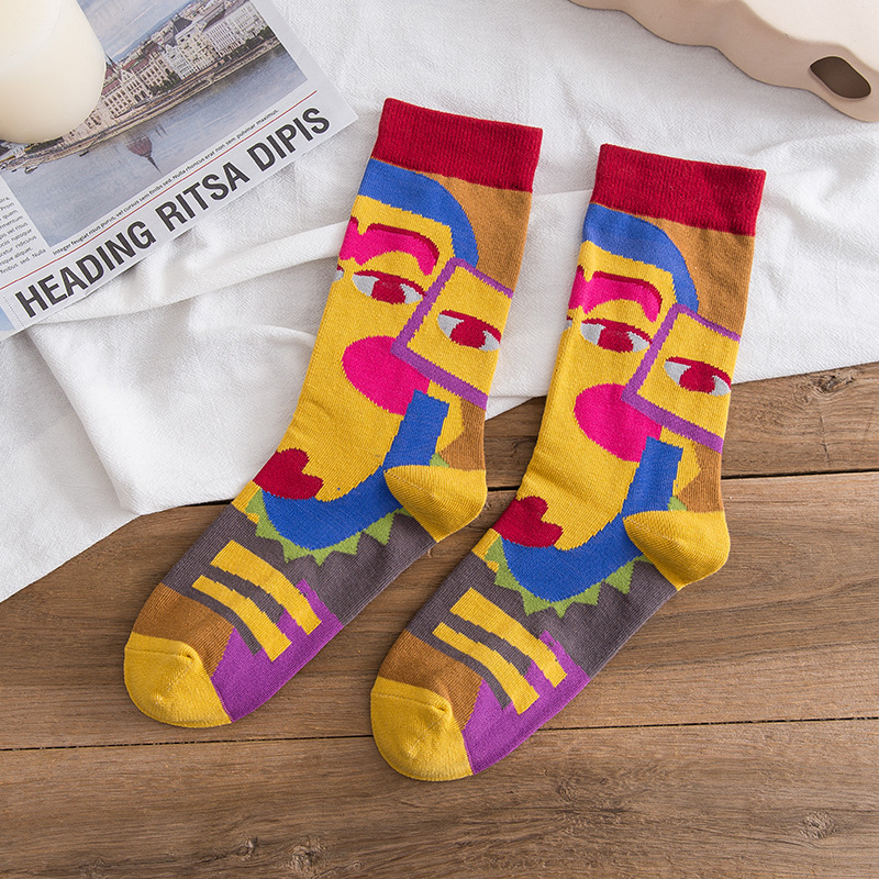 Men Women Socks Creative Abstract Doodle Pattern Slide Socks Couple Socks